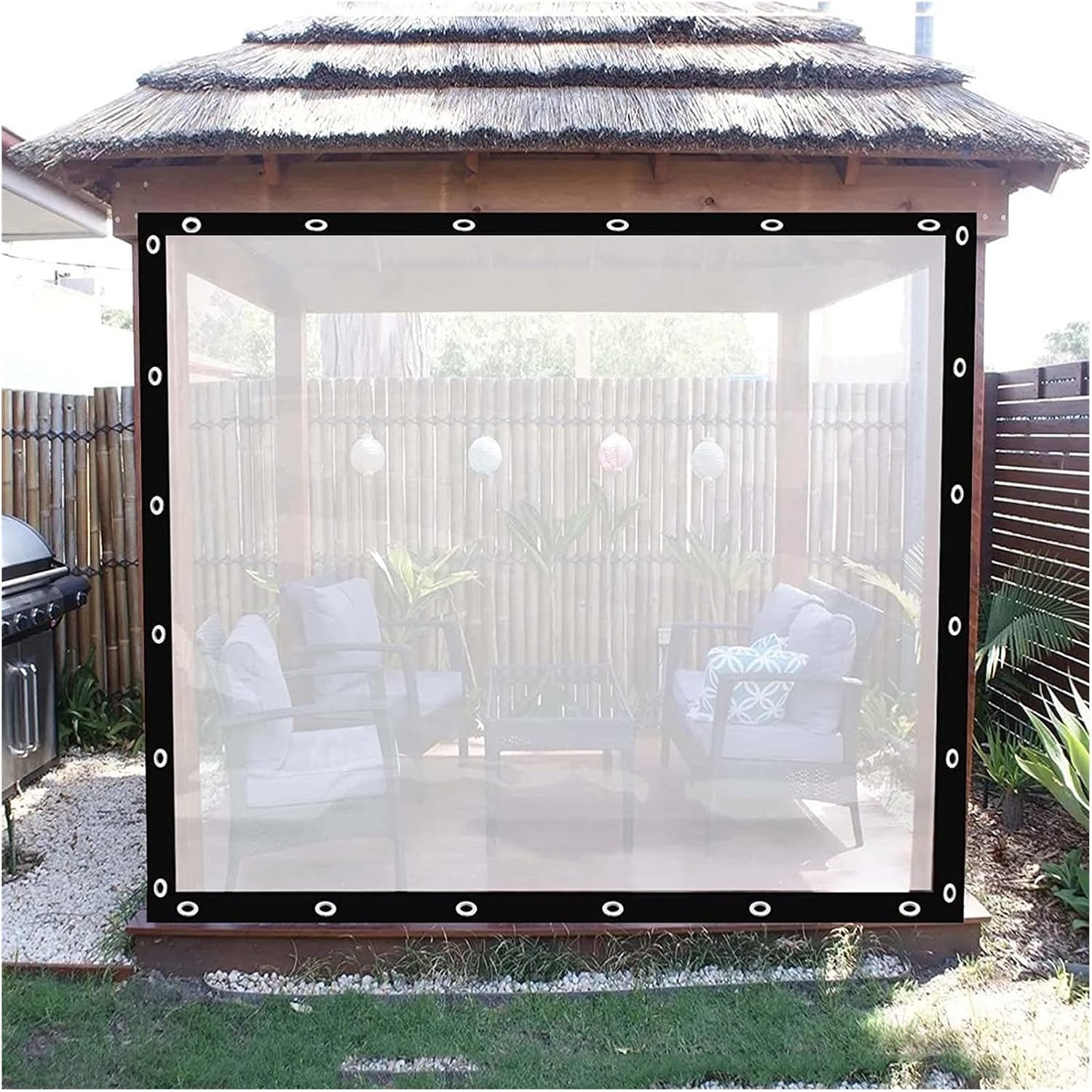 Clear Tarps with Grommets, Plastic Cover for Pergola for Wooden Pergola, Carports, Boats, Pavilions, Garage Door Curtains (Color : +Corner, Size : 14' x 20')