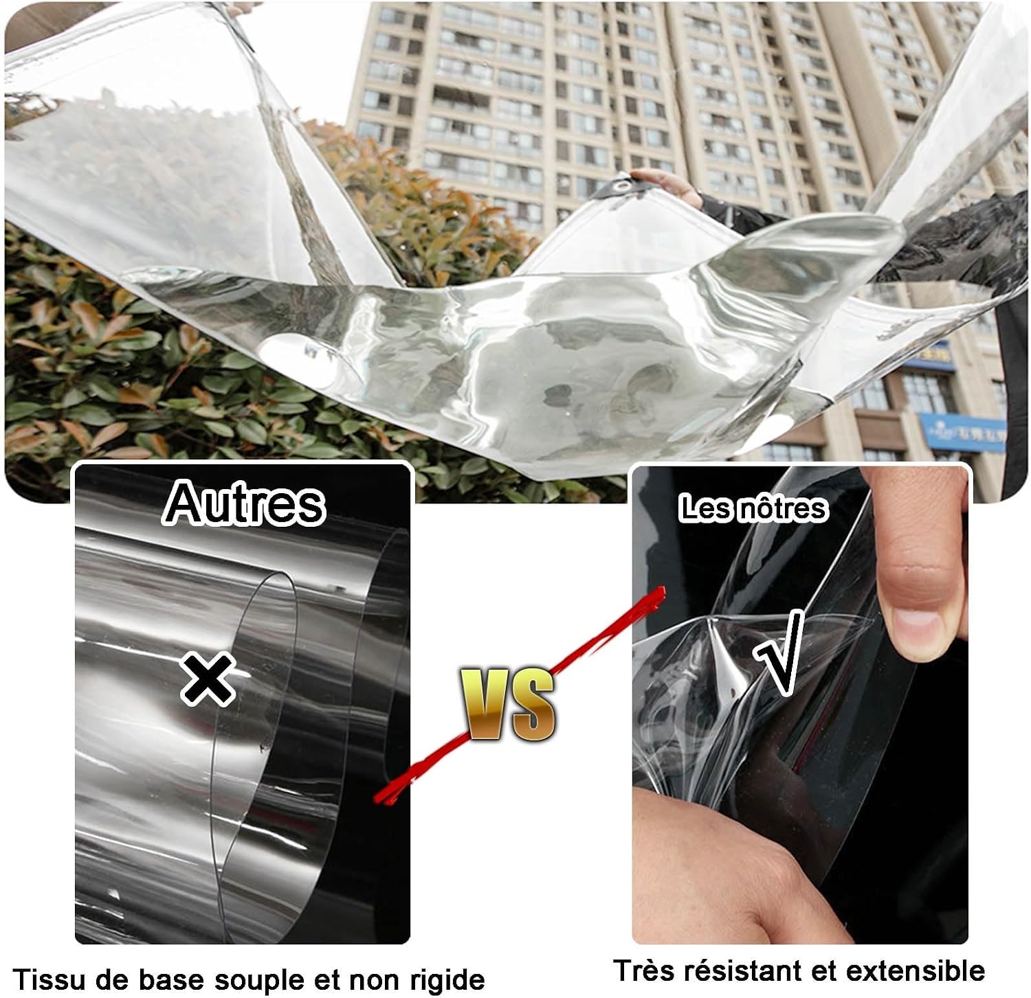 Heavy Duty PVC Vinyl Clear Tarps All Weather 100% Waterproof Transparent Tarpaulin Shield with Grommets Ropes Anti-UV for Greenhouse, Patio Garden Porch Pavilion Outdoor(16x16')