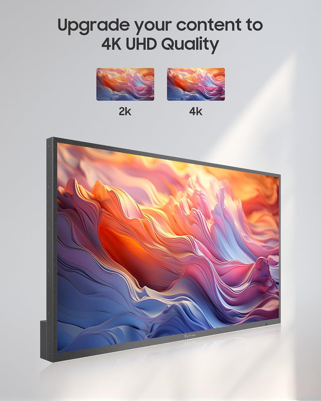 SYLVOX Outdoor TV, 65 inch Full Sun Smart Outdoor TVs, Weatherproof 2000 Nits High Brightness IP56 Waterproof, 4K TV for Outside WiFi Bluetooth Voice Assistant Chromecast (Pool Pro 3.0)