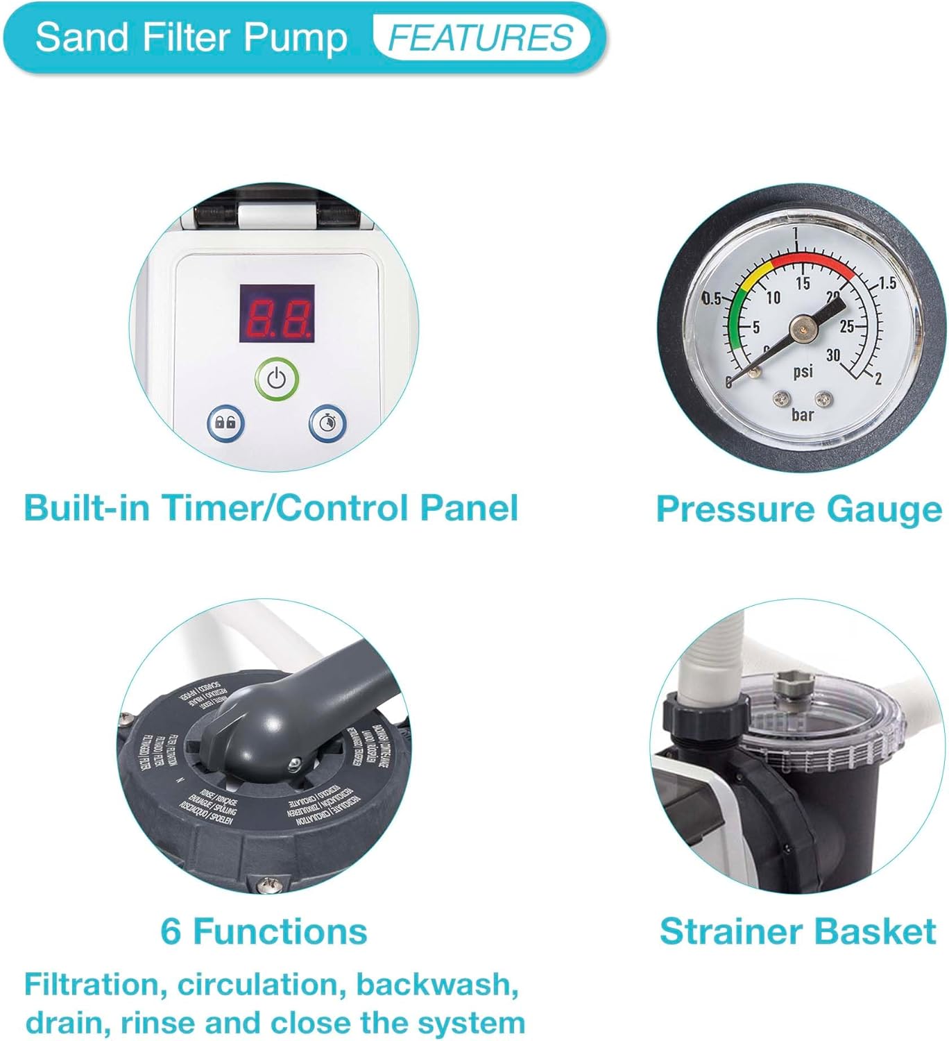 Intex 3000 GPH Sand Filter Pump with Built-In Timer and Krystal Clear Saltwater System Maintenance Set for Above Ground Outdoor Swimming Pools