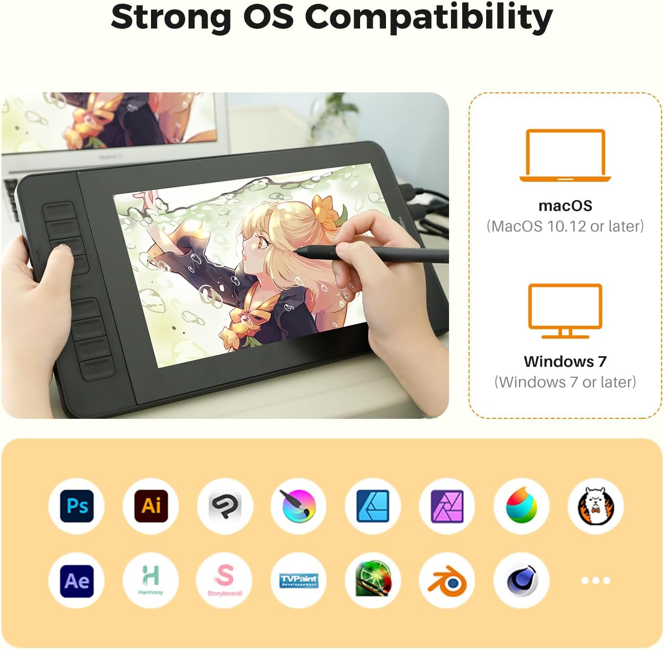 GAOMON PD1161 Drawing Tablet with Screen, Digital Art Tablet with Battery-Free Stylus, Tilt, 8 Shortcut Keys for Paint, Design, Illustration, Editing, 11.6-inch Graphics Tablet for Mac, Windows PC