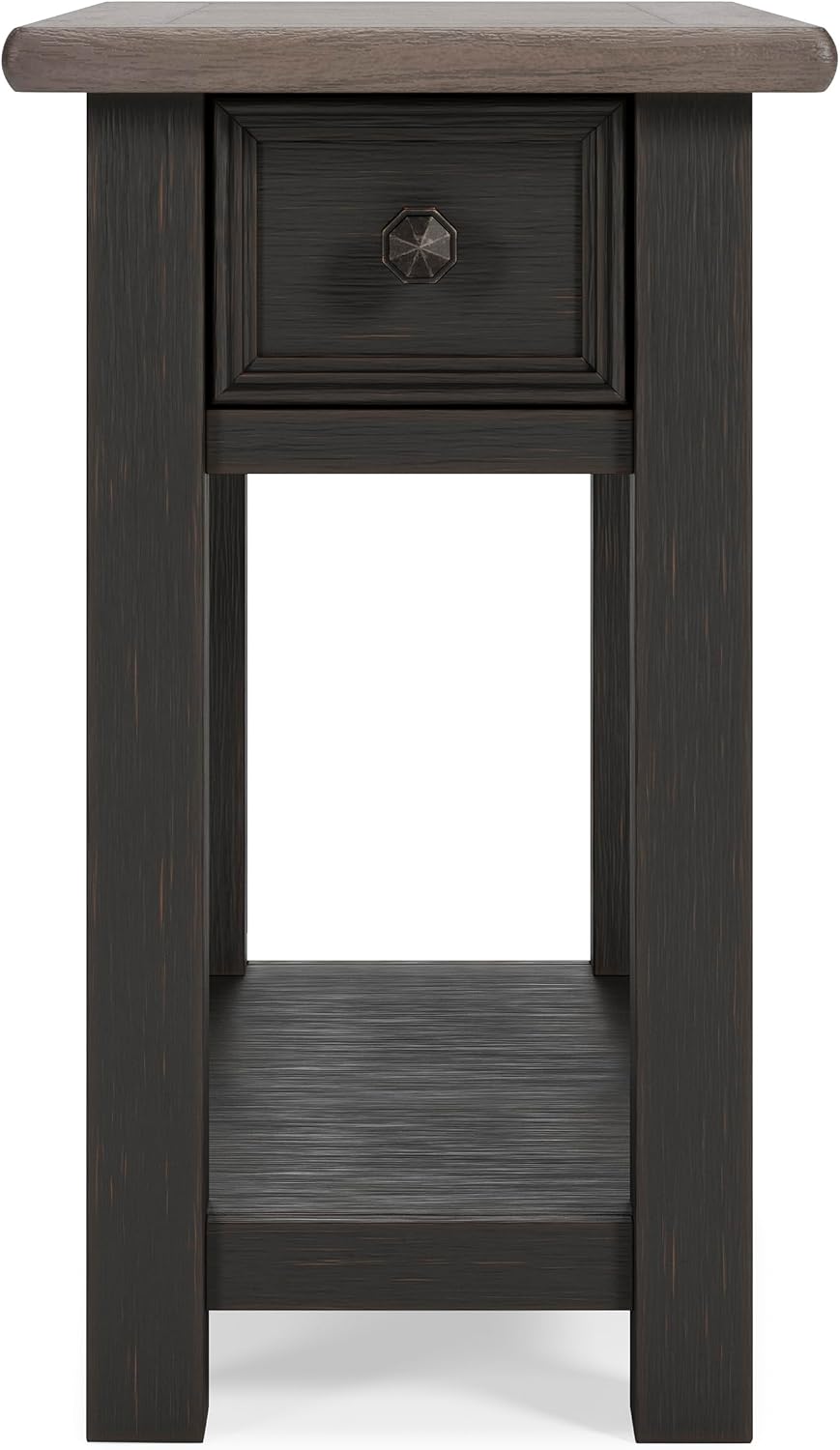 Signature Design by Ashley Tyler Creek Chair Side End Table, Plank-styled Top, Smooth-gliding Drawer, Wood, 14.13' W x 24.13' D x 24.13' H, Light Brown & Whitewash