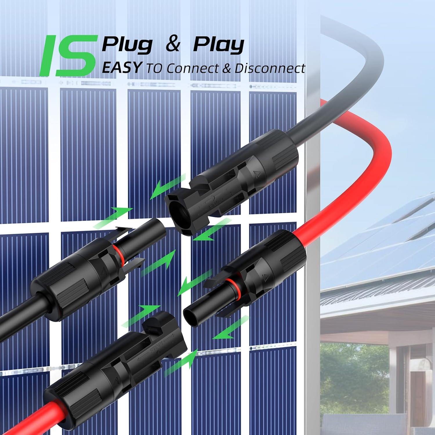 100FT 12AWG Solar Panel Extension Cable, Bateria Power 12 Gauge 4mm² PV Wire with Female & Male Waterproof Connectors for RV, Photovoltaic Systems, Set of 2