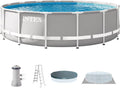 Intex 26723EH Prism Frame Premium Above Ground Swimming Pool Set: 15ft x 42in – Includes 1000 GPH Cartridge Filter Pump – Removable Ladder – Pool Cover – Ground Cloth