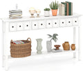 Giantex 60' Entryway Table, Long Narrow Console Table with 4 Drawers and Open Storage Shelf, Modern Slim Entry Tables, Farmhouse Wooden Sofa Tables with Anti-Tip Kit for Living Room, Hallway (White)