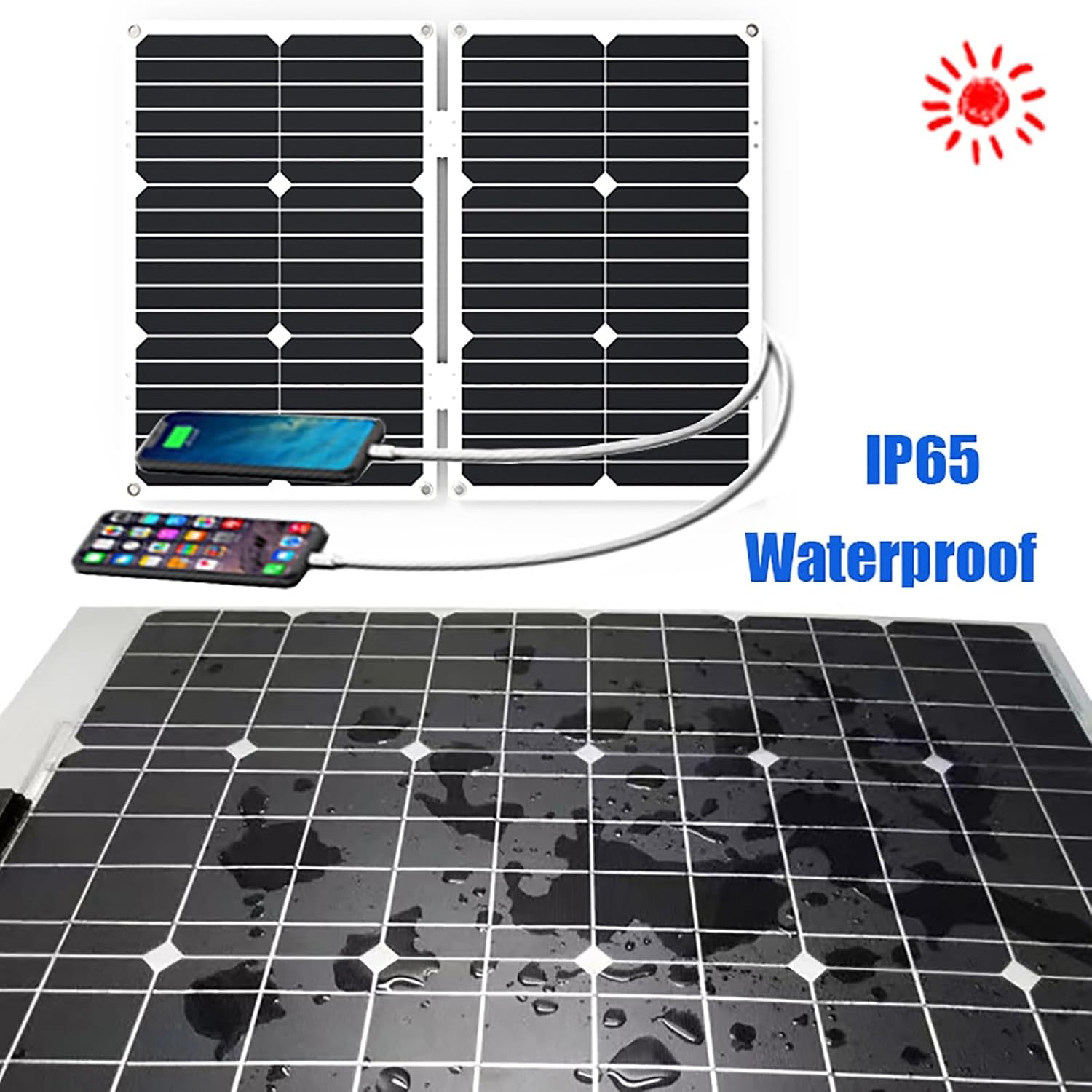 Inverter Solar Panel Kit 4000W 6000W 12V to 110V/220V Solar System Combo Solar Generator Home Grid System 50W Folding Photovoltaic Panel + 50A Controller(4000W,12V-110V)