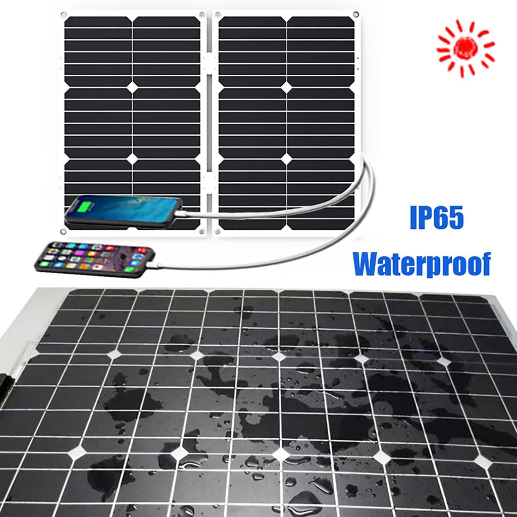 Inverter Solar Panel Kit 4000W 6000W 12V to 110V/220V Solar System Combo Solar Generator Home Grid System 50W Folding Photovoltaic Panel + 50A Controller(4000W,12V-220V)
