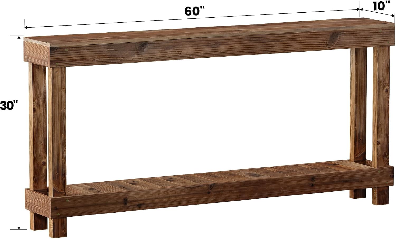 Rustic Farmhouse Console Table with 2 Tiers - Distressed Reclaimed Wood Entryway Sofa Table, Narrow Long Behind Couch Table for Living Room & Bedroom,60x30x10 Inch,Natural Wood(Oak)