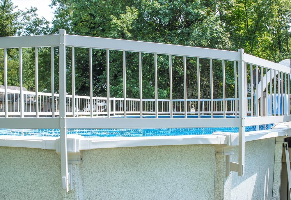 Aqua Select Above Ground Swimming Pool Resin Safety Pool Fence Base | Premium Quality UV Protected Vinyl | Keeps Pool Toys in and Intruders Out | Kit A - 8 Sections | Easy Installation | White