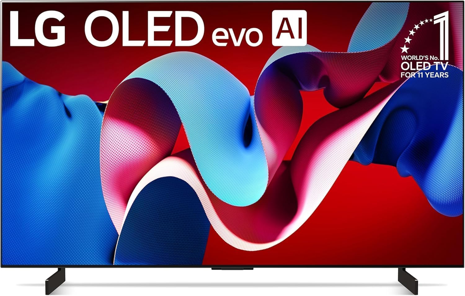 LG OLED C4 Inch HDR 4K Smart OLED TV 144 HZ Refresh Rate + UAX 4K HDMI 2.0 Cable + CPS 24 Months Protection and Streaming Bundle with Alexa (48, Inches)