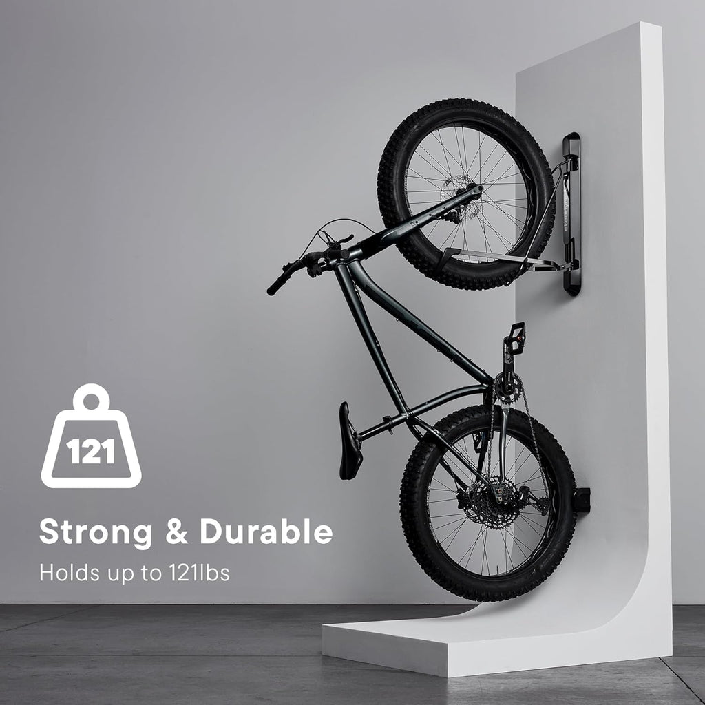 Steadyrack Bike Rack for Fat Bikes - The Original Wall Mounted Vertical Bike Storage - Fits Fat Tires - Space Saving Pivot Design - Heavy-Duty Steel Rack for Indoor Garage, Apartment or Home Use