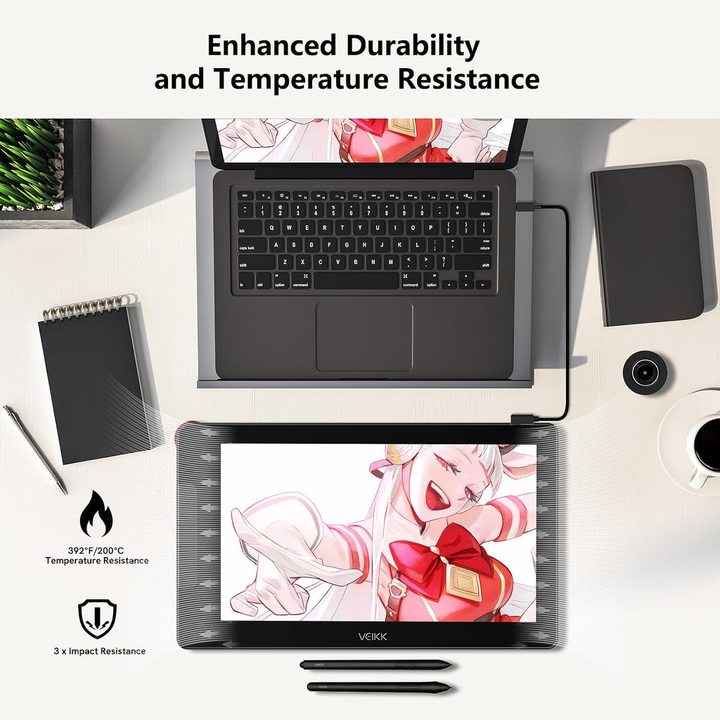 VEIKK Drawing Tablet with Screen 15.6' Graphics Tablet, Studio 16 Art Tablet with 16384 Pen Pressure,Adjustable Stand,Quick Dial and 5 Shortcut Keys, 125% sRGB