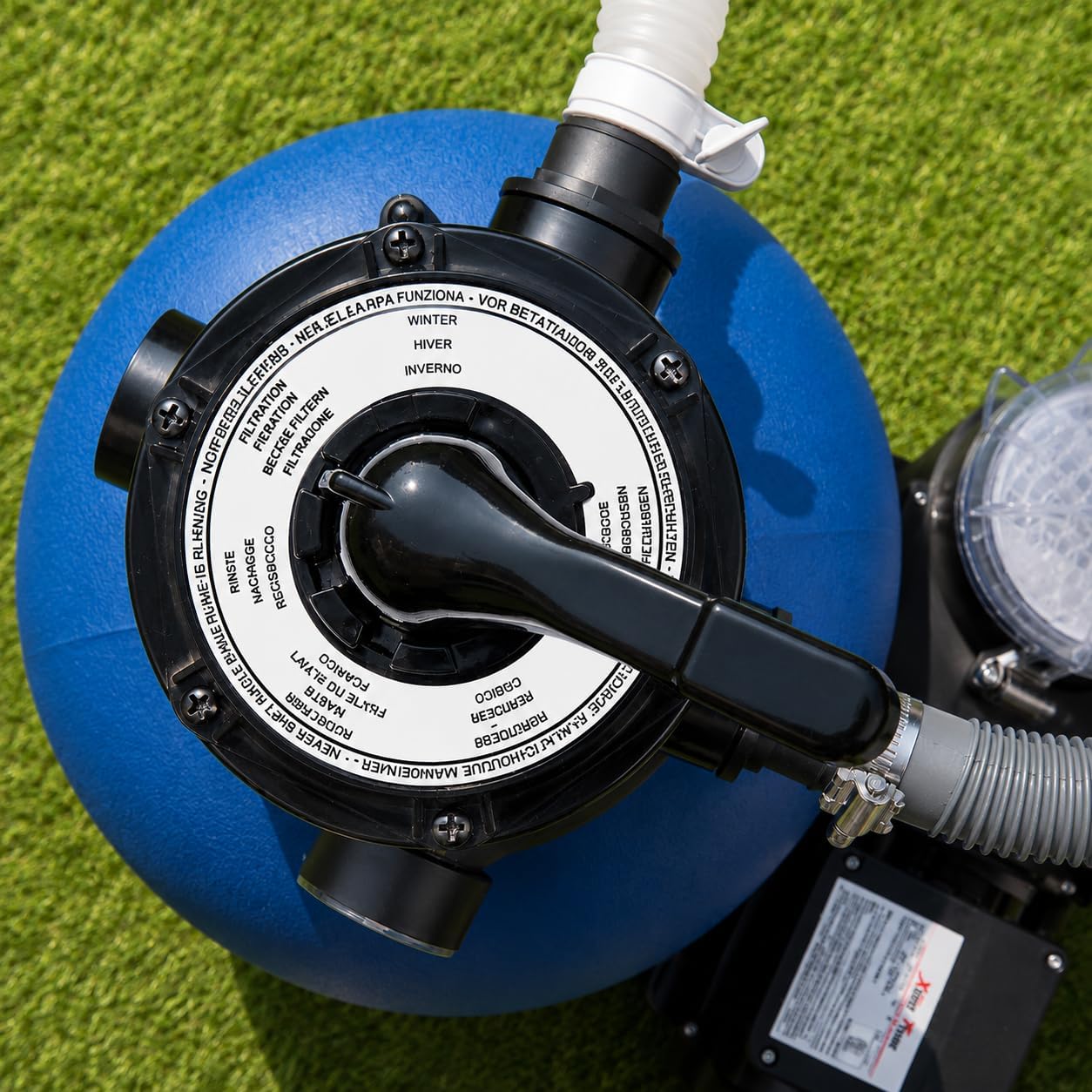 XtremepowerUS 13' Sand Filter Pump for Above Ground Pools 2400GPH Swimming Pool Pump Pressure Gauge up to 10000GAL Pool Pool Sand Filter with 4 Way Valve