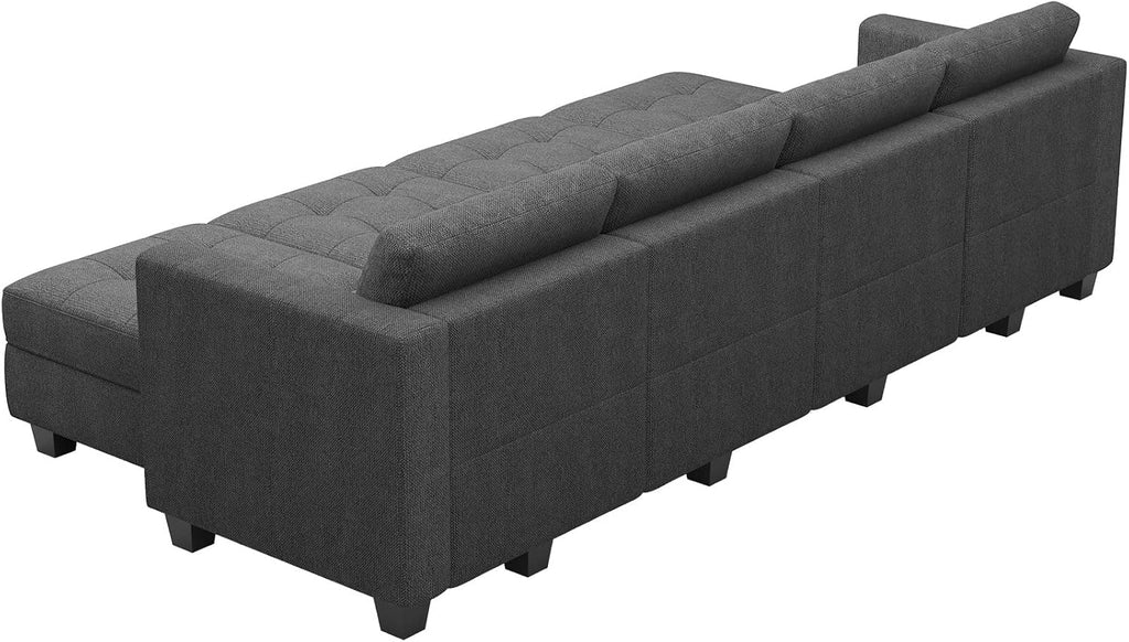 Belffin Storage Modular Sleeper Sofa Sectional Couch with Wide Chaises Convertible Sectional Sofa Bed Modular Sleeper Couch Bed Dark Grey