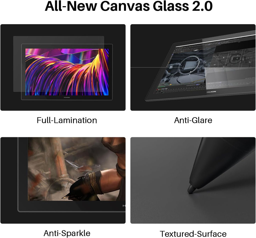 HUION KAMVAS Pro 27 4K UHD Drawing Tablet with Screen, PenTech 4.0 Battery-Free Stylus with Anti-Glare Canvas Glass 2.0 Full Laminated Graphics Tablet, 98% Adobe RGB Multi-Touch Screen for Artist