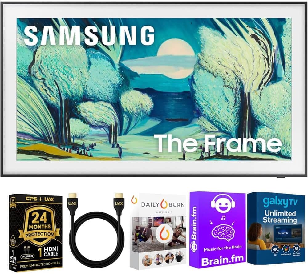 Samsung QN50LS03FKIT 50 inch The Frame LS03F QLED 4K Smart TV Bundle, Quantum HDR, Art Mode, Slim Fit Wall Mount, Alex