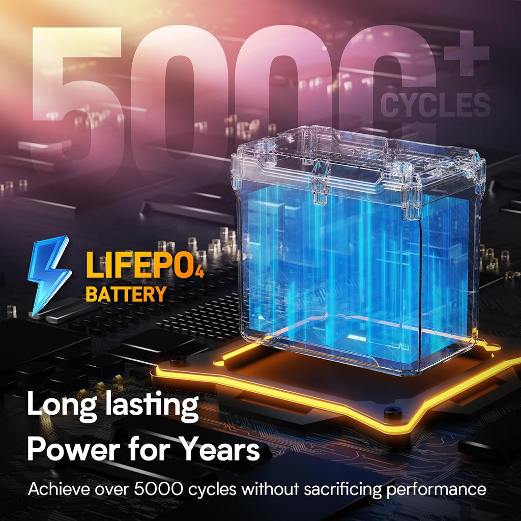 GOLDENMATE 12V 50Ah LiFePO4 Battery, IP67 Waterproof, 5000+ Deep Cycles, Built-in BMS & Grade A Lithium Iron Phosphate Battery Cell, Ideal for RV, Camping, Solar, Marine, Trolling Motor, Off-grid Sets