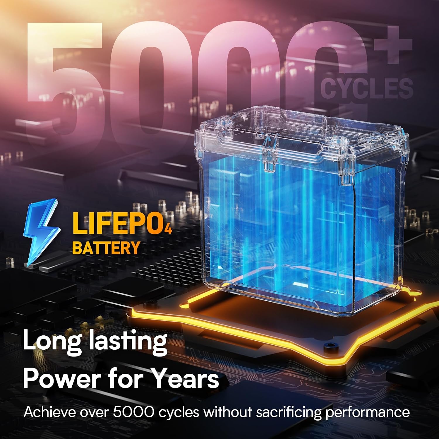 GOLDENMATE 12V 50Ah LiFePO4 Battery, IP67 Waterproof, 5000+ Deep Cycles, Built-in BMS & Grade A Lithium Iron Phosphate Battery Cell, Ideal for RV, Camping, Solar, Marine, Trolling Motor, Off-grid Sets