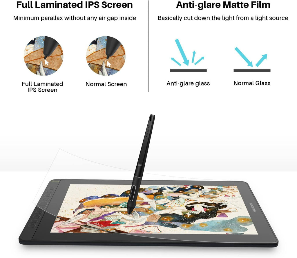 2021 HUION KAMVAS 16 Graphics Drawing Tablet with Full-Laminated Screen Anti-Glare 10 Express Keys Android Support Battery-Free Stylus 8192 Pen Pressure Tilt Adjustable Stand - 15.6 Inch Pen Display