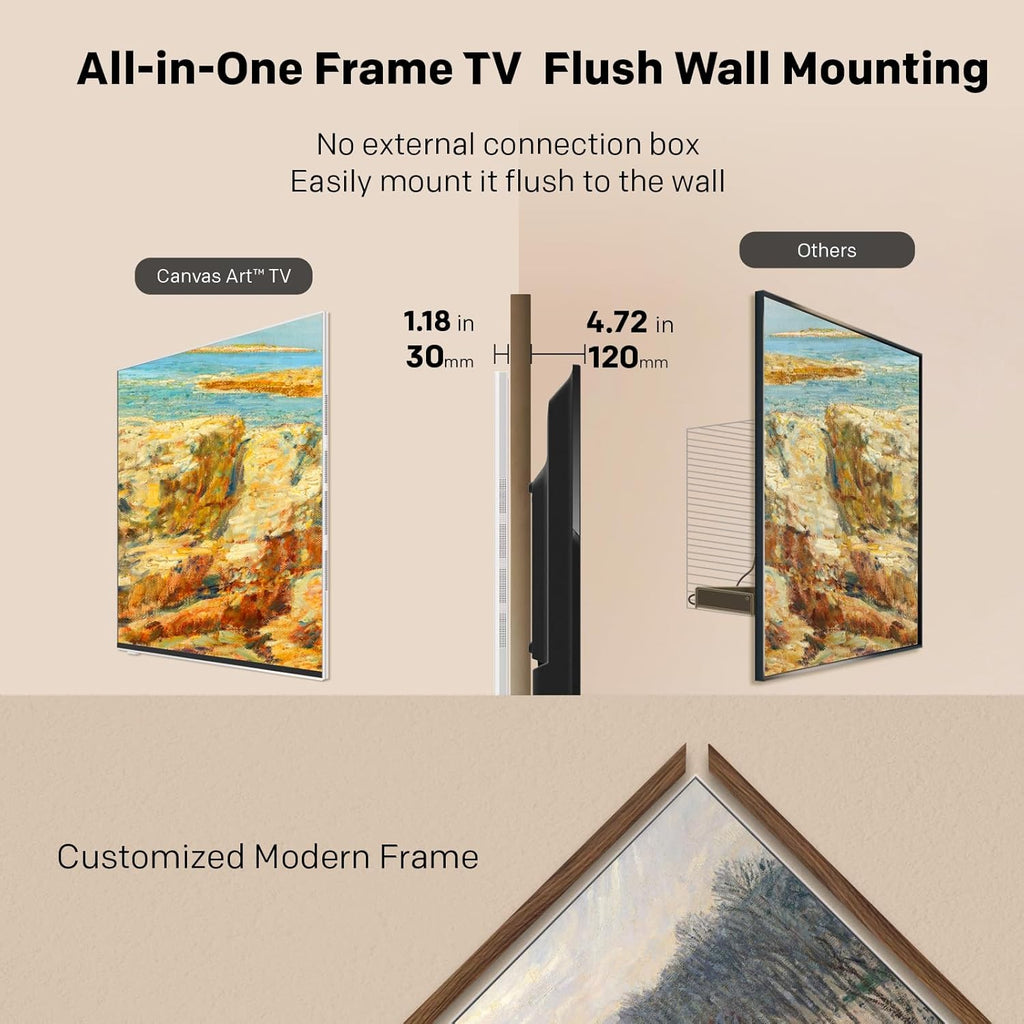 Skyworth 55 Inch C1 Canvas Art TV QLED + 4K UHD Smart TV with Google TV Art Mode Anti-Reflection Matte Screen Dolby Vision Dolby Atmos HDR No External Box (2024 Model, Lifestyle Series)