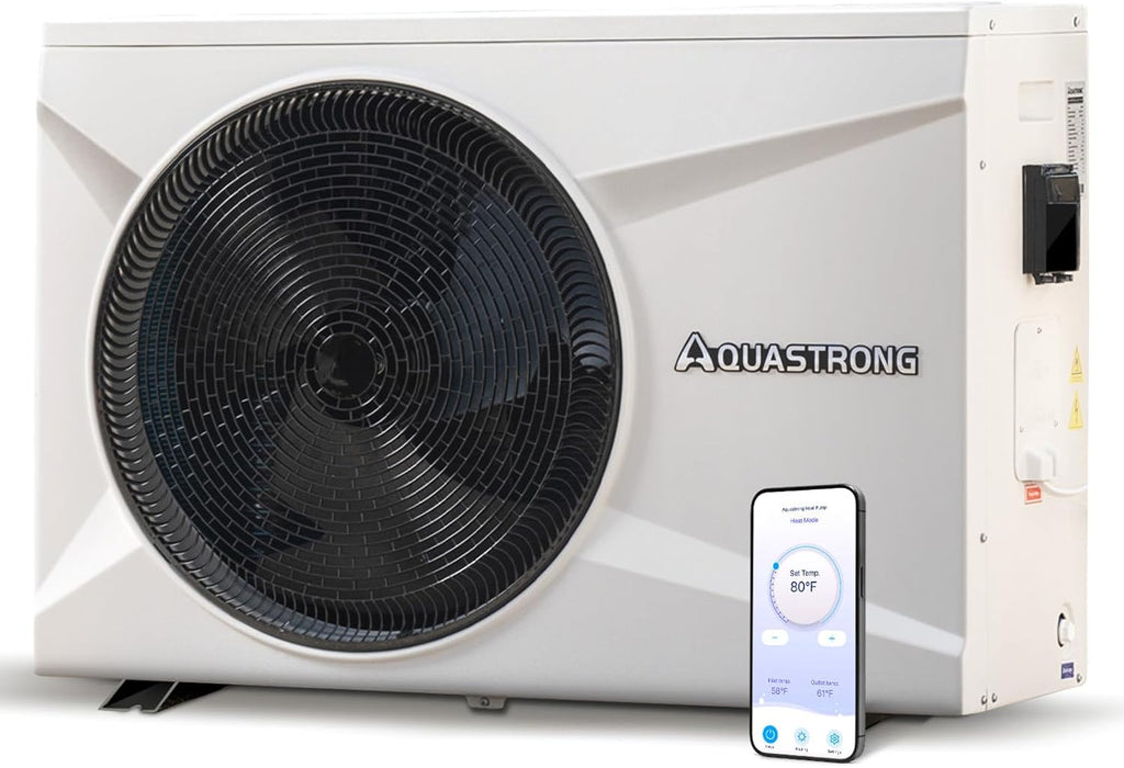 AQUASTRONG Inverter Swimming Pool Heat Pump,Pool Heater for Above Ground and Inground Pool Heating Smart WiFi Control and Cooling Pool Heater Pools Up to, 21000 Gallons