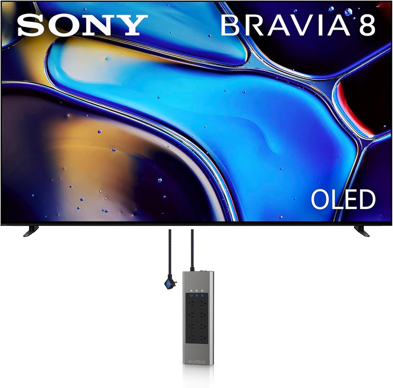 Sony K55XR80 55 Inch IMAX Enhanced Bravia OLED 4K HDR Google TV with an Austere 5S-PS8-US1 V-Series 8-Outlet Power w/Omniport USB (2024)
