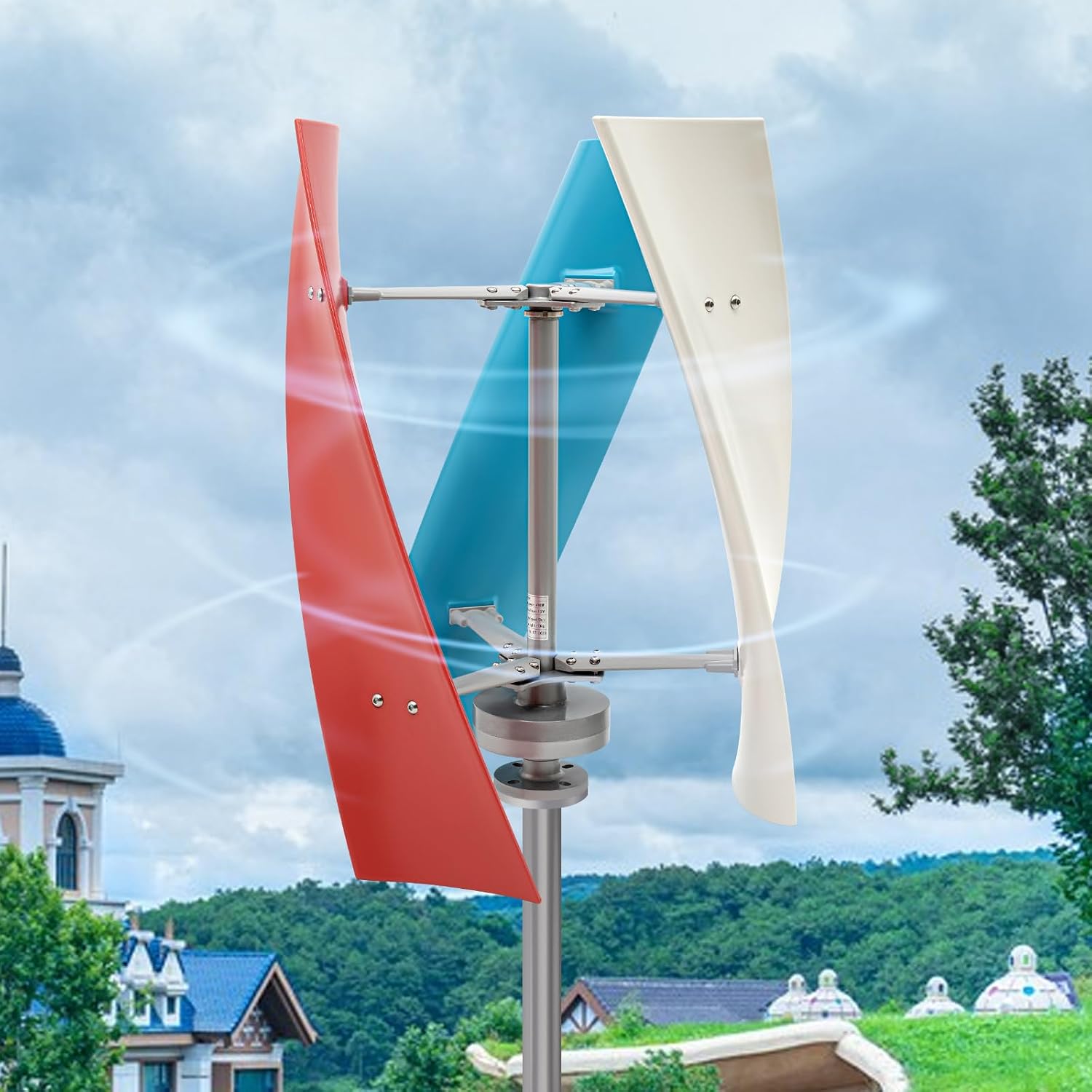 400W DC 24V Helix Maglev Axis Vertical Wind Power Turbine Generator, 3 Blade Spiral Wind Generator Kit with Charge Controller for Marine Home Industrial Energy
