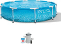 INTEX 28207EH Beachside Metal Frame Above Ground Swimming Pool Set: 10ft x 30in – Includes 330 GPH Cartridge Filter Pump – Puncture-Resistant Material – Rust Resistant – 1185 Gallon Capacity