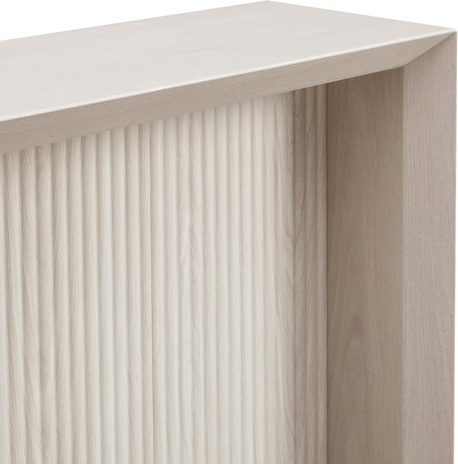 Henn&Hart 56' Fluted Wooden Rectangular Console Table Ribbed Entryway Table, Sofa Table for Entryway, Living Room, Couch, Hallway, or Office, Beech White