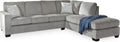 Signature Design by Ashley Altari Urban Right-Arm Facing 2-Piece Sleeper Sectional with Chaise, Loose Seat Cushions, 2 Throw Pillows and Bi-Fold Memory Foam Mattress, Full, Light Gray