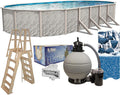 Lake Effect Pools 'Meadows Reprieve' 15 ft x 30 ft Oval Above Ground Swimming Pool Bundle | 52 Inch Steel Sided Walls | Kit Includes: 25 Gauge Liner, A-Frame Ladder, Sand Filter/Pump, & Skimmer