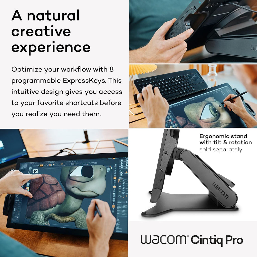 Wacom Cintiq Pro 22 Drawing Tablet with Screen, 21.5' Ultra HD 4K. 10-bit 120Hz Touchscreen Display Graphic Arts Tablet with Pro Pen 3, for Windows PC, Mac, Linux