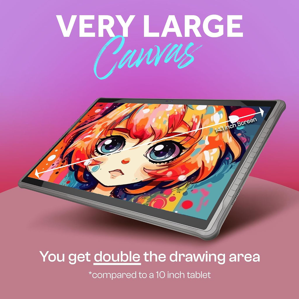 PicassoTab-X14 Standalone Drawing Tablet • No Computer Needed • Largest 14' Laminated Screen • Pro Drawing Apps & Tutorials • 4096 Pressure Stylus • Portable Digital Graphic Tablet for Artists -X14