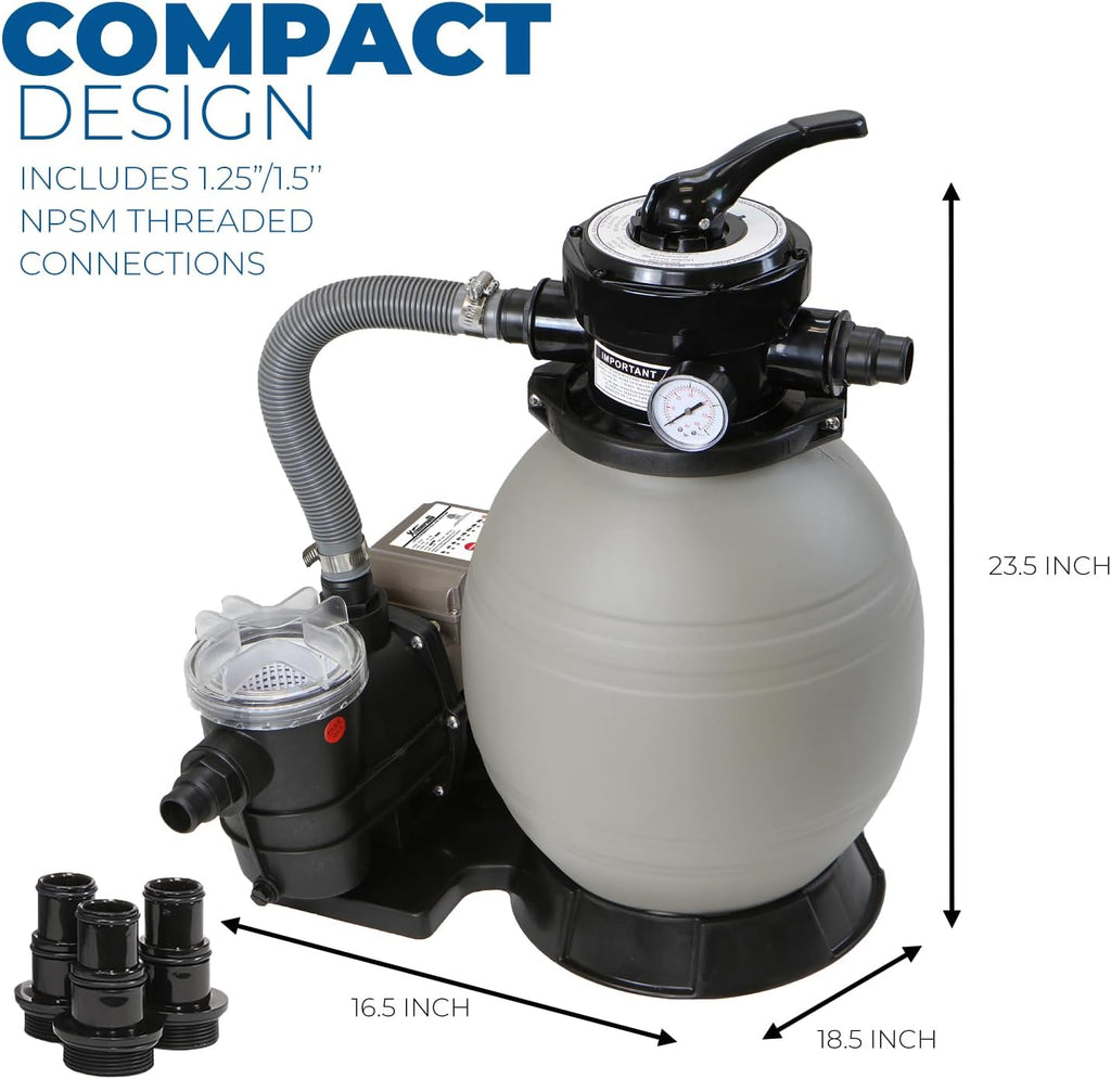 XtremepowerUS 13' Sand Filter Pump for Above Ground Swimming Pool Sand Filters Pool w/ 3/4HP 2640GPH Digital/Timer Function, Up to 10,000 Gallons