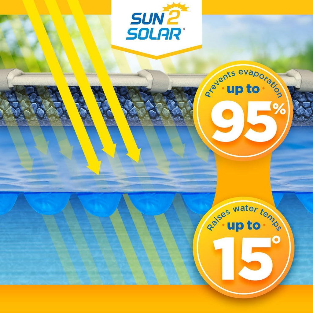 Sun2Solar Blue 27 ft Round Solar Cover | 8 Mil | Heat Retaining Blanket for Above Ground & Inground Swimming Pools | Sun's Energy Heats Pool | Bubble Heating Blankets | 800 Series
