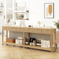 HOKYHOKY Set of 2 Console Table with Drawers, Modern 47.1' Entryway Table with Storage Shelf, Boho Narrow Skinny Behind Couch Wood Sofa Table for Living Room Hallway Entrance Foyer,Natural