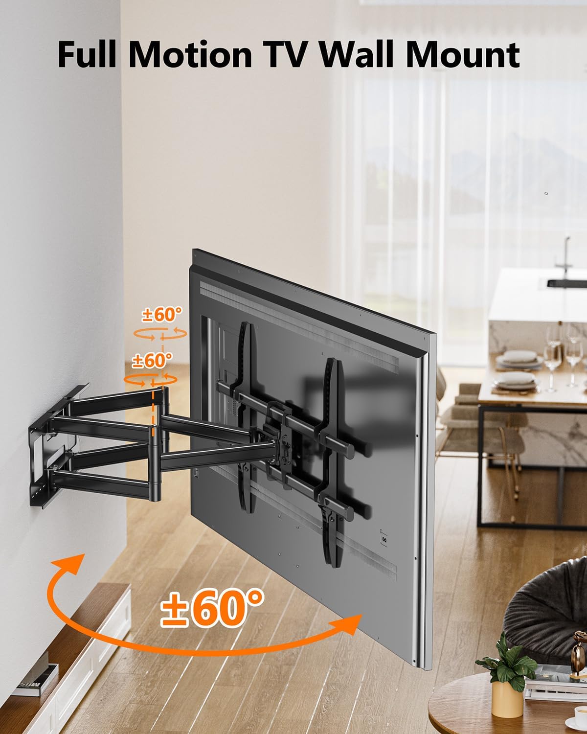 FORGING MOUNT Heavy Duty 60 to 120 inch XXXL Full Motion TV Wall Mount Max VESA1000x600mm Up to 275lbs for Extra Large Big Screens,Universal Articulating TV Mount Bracket Swivel Tilt,16-24' Studs