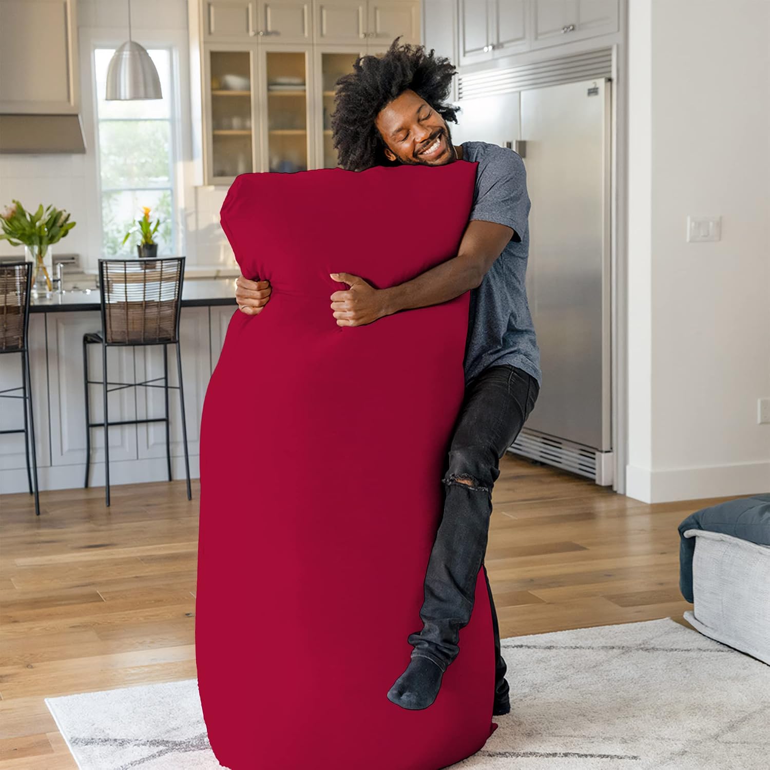 Yogibo Max 6-Foot Beanbag Chair, Bean Bag Couch with a Washable Outer Cover, Customer Favorite Cozy Sofa for Gaming, Reading, and Relaxing, Filled with Soft Micro-Beads, Red