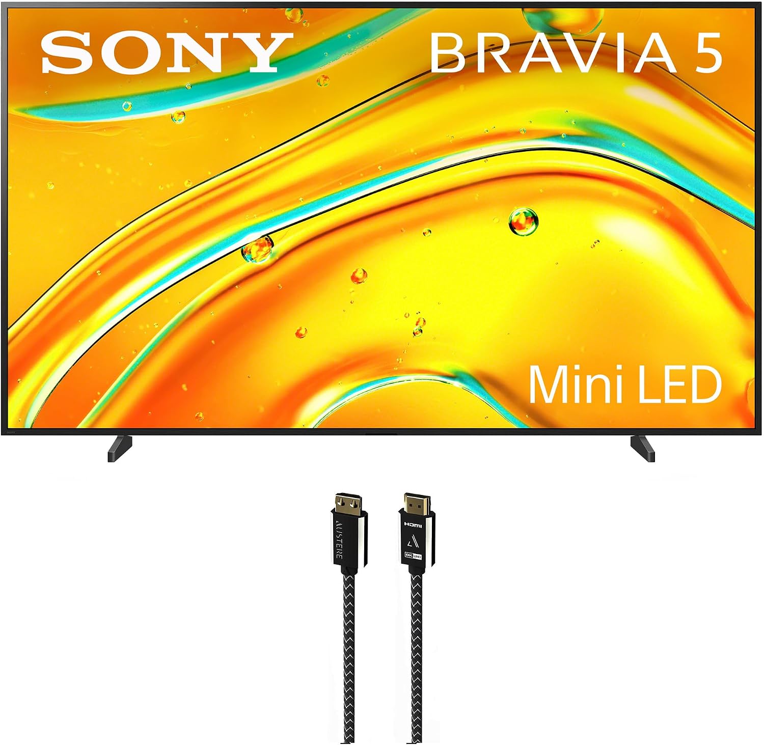 Sony K98XR50 98 Inch Bravia Mini LED 4K HDR TV with an Austere 7S-8KHD2-2.5M VII Series 2.5m Premium Braided 8K HDMI Cable (2025)