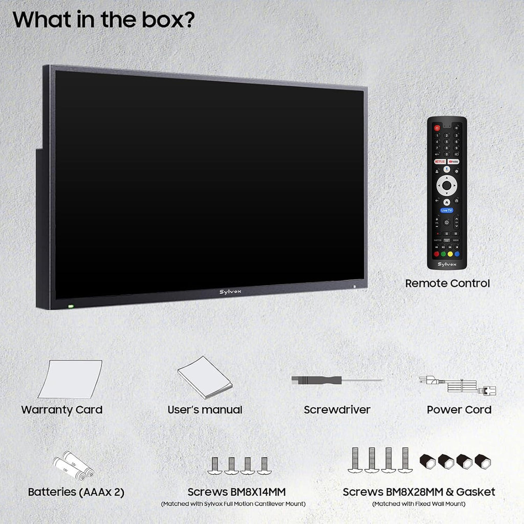 SYLVOX Outdoor TV, Smart QLED TV 55 inch, Weatherproof Outdoor TVs Support Google Assistant, 4K UHD, Wide Viewing Angle, IP56 Waterproof, 1000 Nits Partial Sun QLED Television(2026 Model)