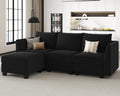 Belffin Convertible Sectional Sofa with Chaise Velvet L Shaped Sofa Couch Modular Sectional Sofa with Storage Black