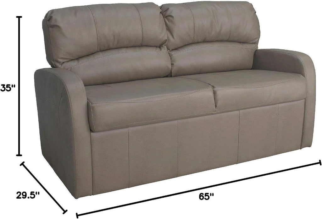 RecPro Charles 65' Jack Knife RV Sleeper Sofa with Arms | RV Furniture | Zero Wall Hugger (Putty)