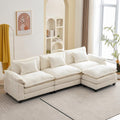 Oprisen 120' Modular Sectional Sofa, Comfy Cloud Couch Sectional Sofa with Ottoman, Chenille Sofa Sleeper Deep Seat Sofa with Throw Pillows for Living Room (Beige White, 120'- L Shape)