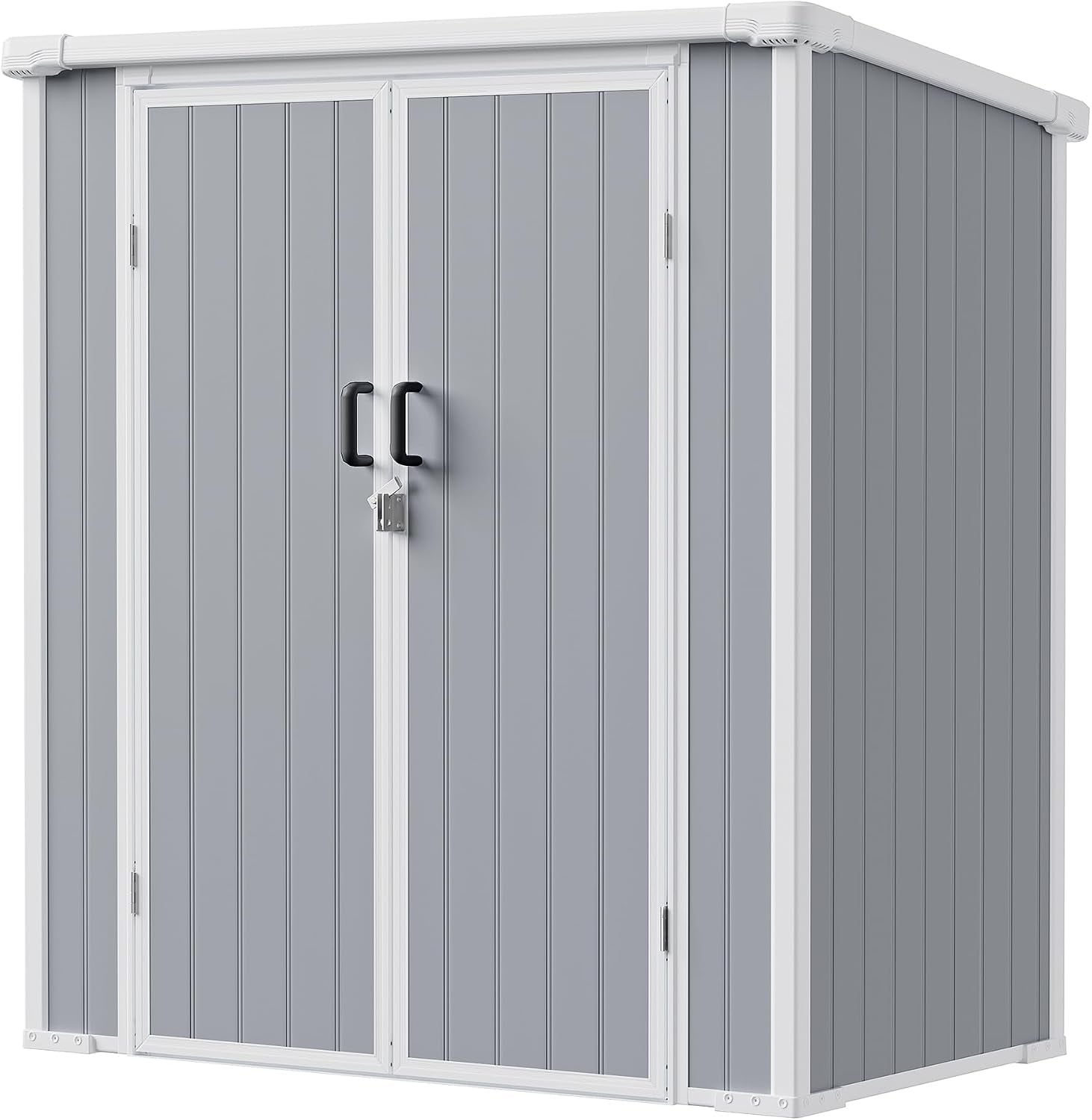 5x3 Compact Outdoor Shed with Slant Roof Design, All-Resin Build for Side Yard, Holds Lawn Equipment, Bicycles and Seasonal Items, Aritic Light Gray