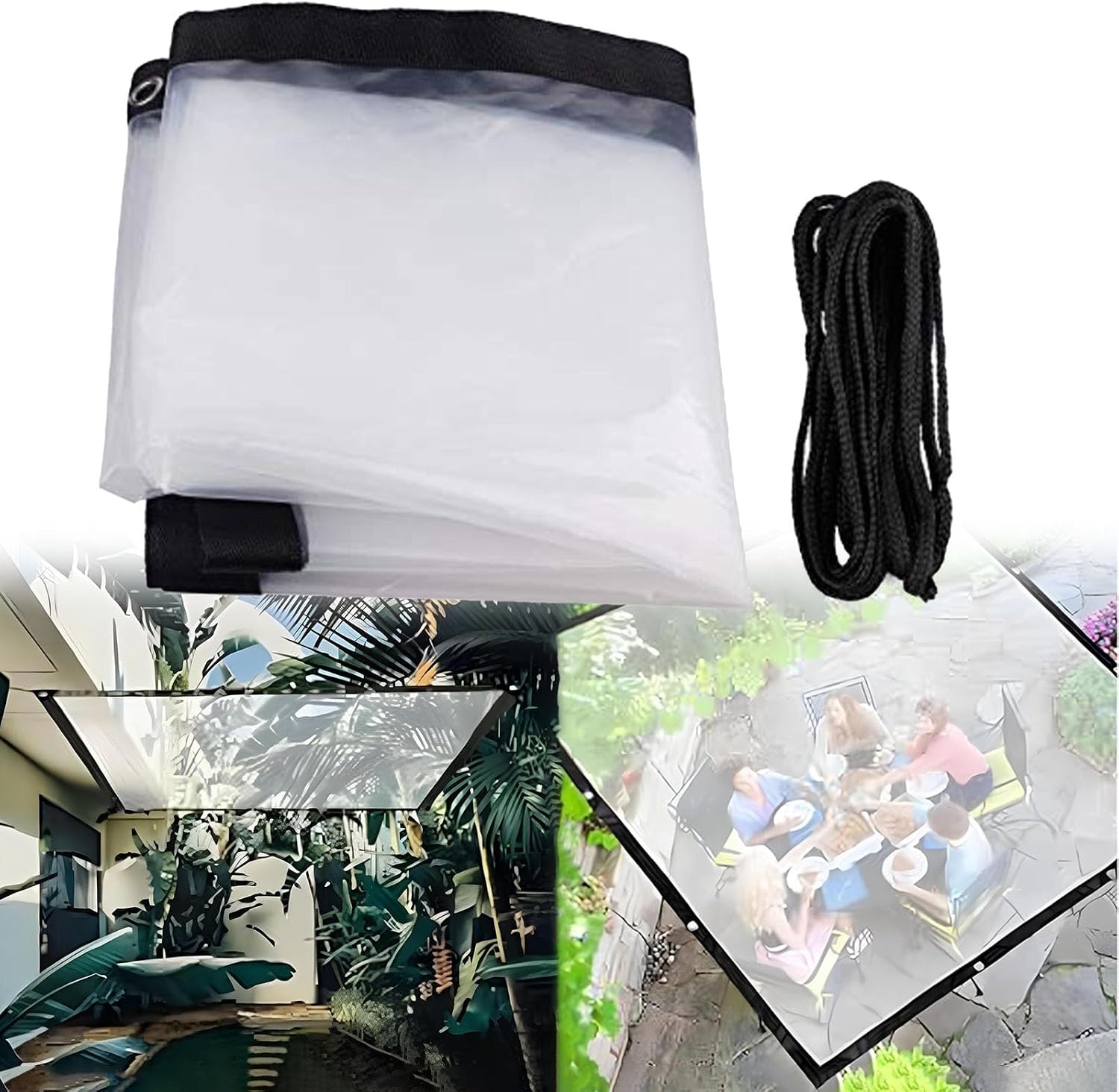 Clear Waterproof Tarps Heavy Duty Outdoor Garden Rainproof, Tarps Rainproof Cover Greenhouse, 19x21 FT Protects Against Water, Tear, Cold Weather Resistant for Balcony Garden, Patio and Porch