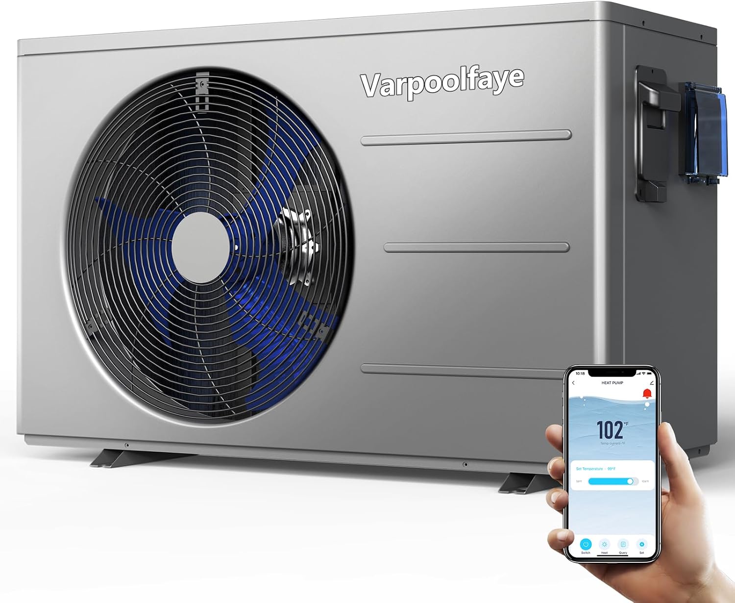 30000 BTU Swimming Pool Heat Pump Above Ground Pool Heater 8000 Gallon Heating or Cooling Electric Pool Heater for Inground Pool WiFi Control Schedule 120V