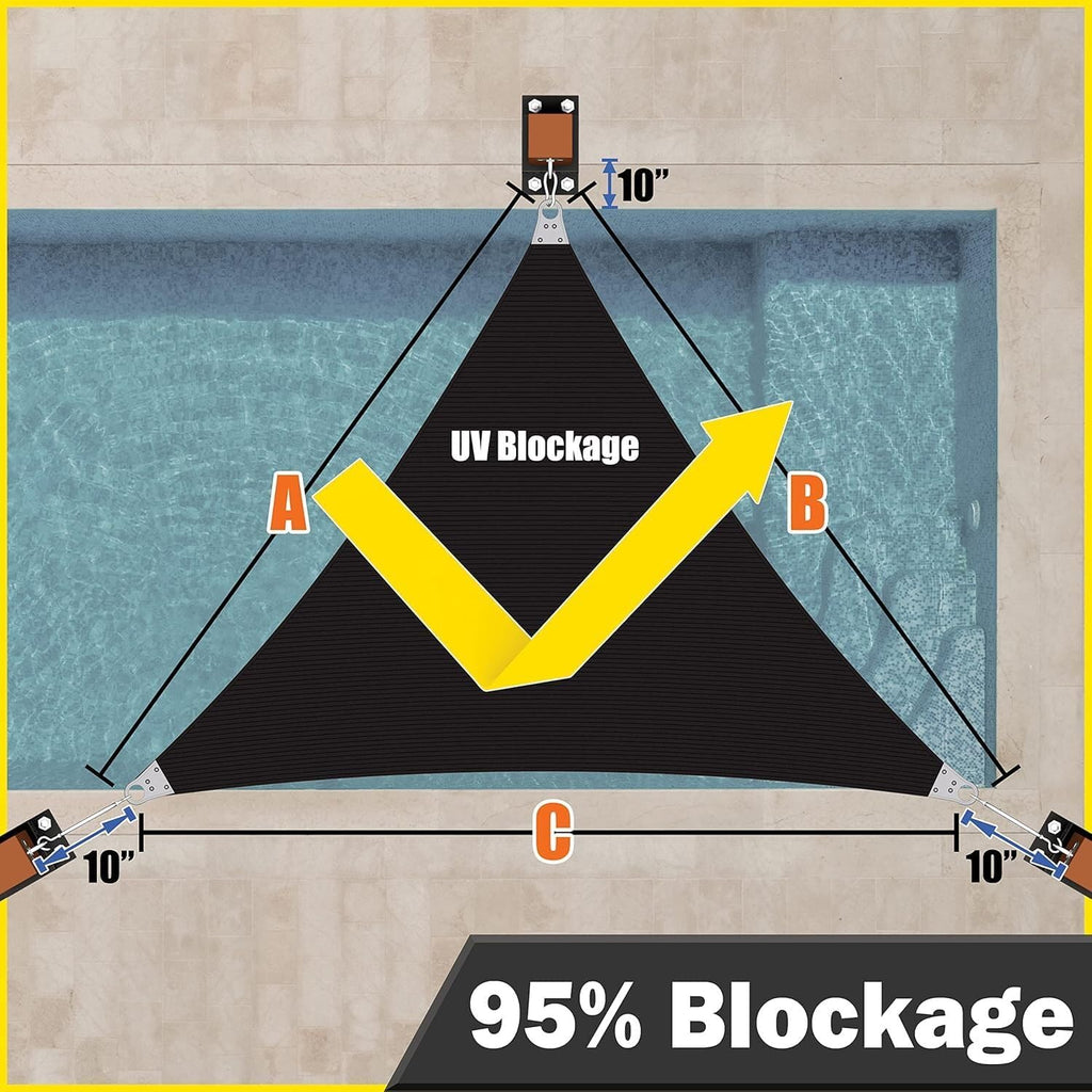 Royal Shade 14' x 20' x 24.42' Black Right Triangle Super Ring Sun Shade Sail Order to Make Canopy Awning RSAWTN, 260 GSM Heavy Duty & 98% UV Blockage, Backyard Outdoor Patio (We Make Custom Size)