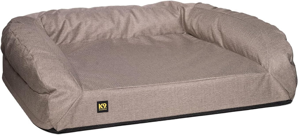 K9 Ballistics Tough Bolster Orthopedic Sofa Dog Bed with Removable Washable Cover - Durable, Water Resistant with Nonskid Bottom - Large, Taupe Premium Finish