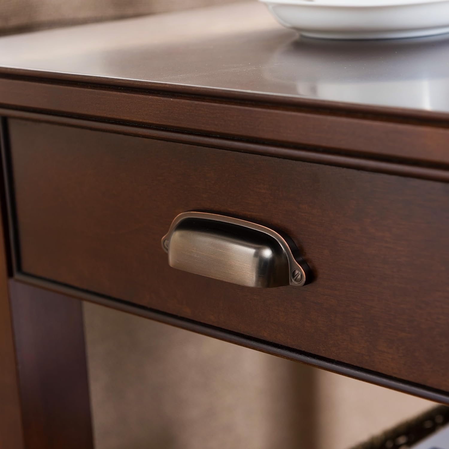 Leick Home Laurent Narrow End Table, with Drawer and Shelf, for Living Rooms and Small Spaces, Chocolate Cherry, 10506