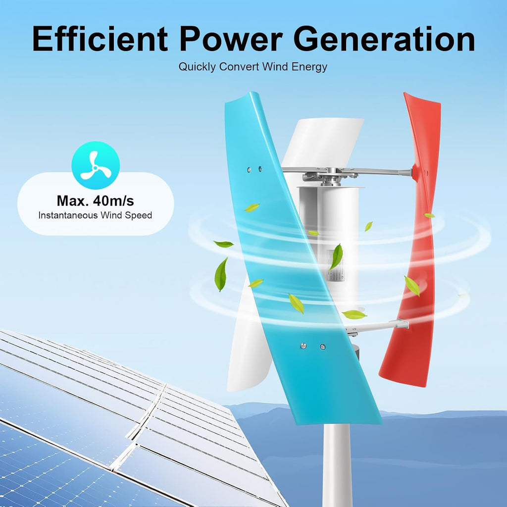400W Wind Turbine, 12V Vertical Axis Wind Turbine Generator with 3 Blades and Permanent Magnet Generator for Boats, Terrace, Marine, Motor Home, Chalet (400W,3 Blades)